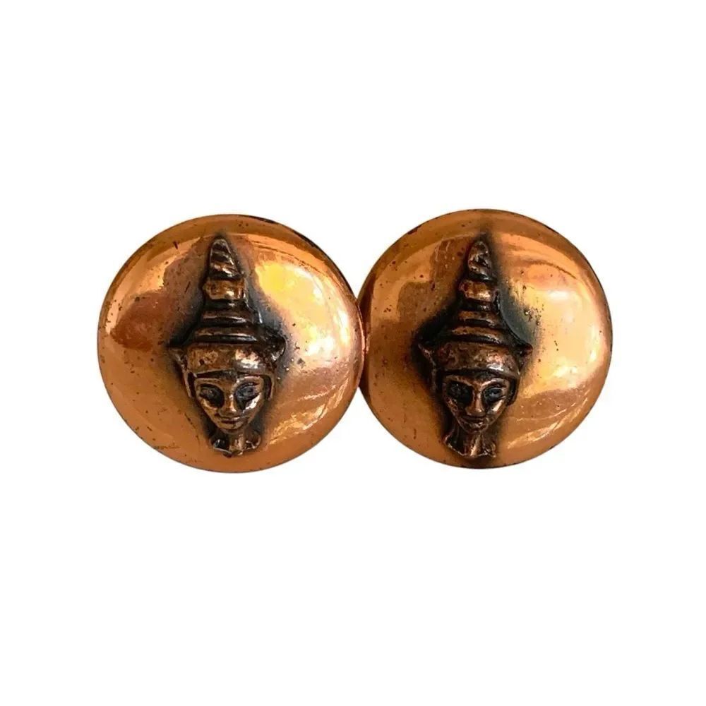 Vintage Figural Copper Clip Earrings